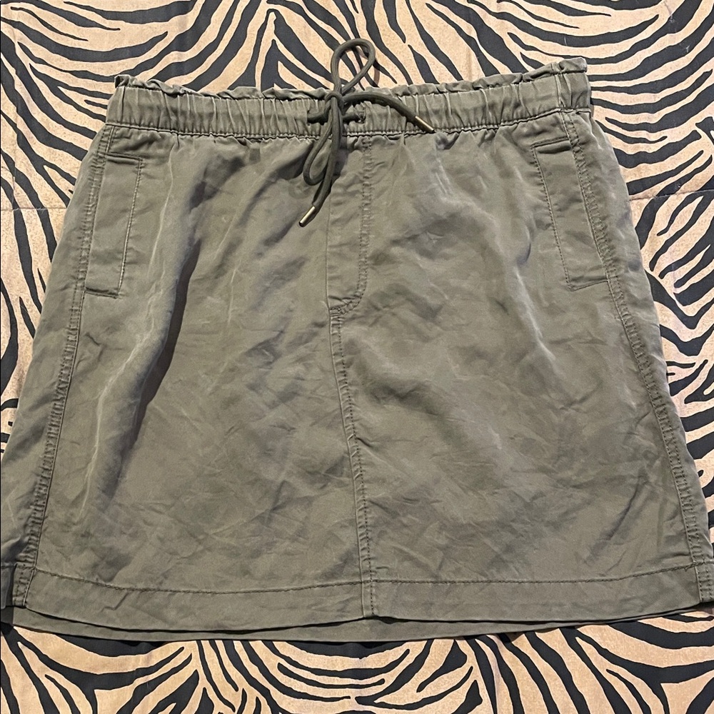 LOFT Olive Drawstring A-Line Mini Skirt